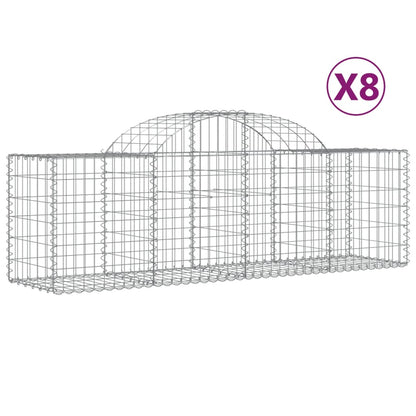 Gabionen mit Hochbogen 8 Stk. 200x50x60/80 cm Verzinktes Eisen