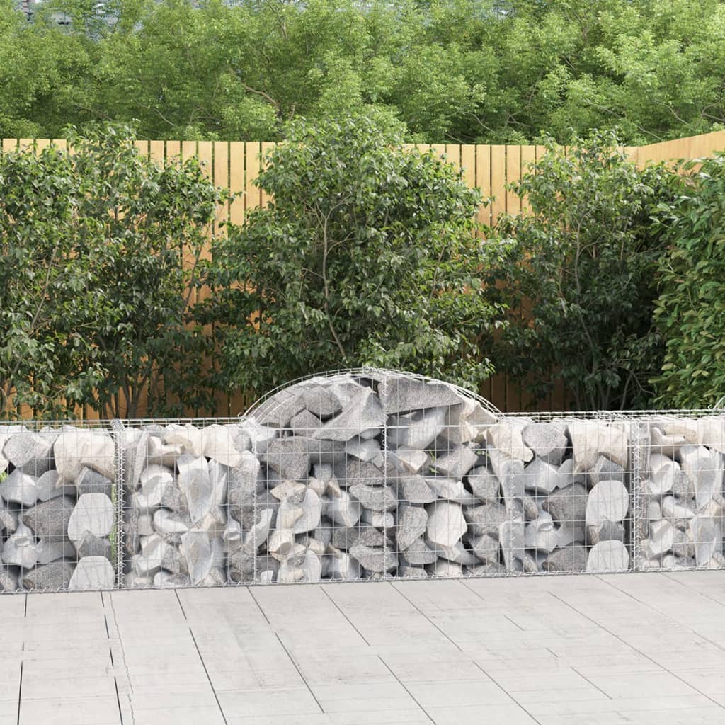 Gabionen mit Hochbogen 8 Stk. 200x50x60/80 cm Verzinktes Eisen