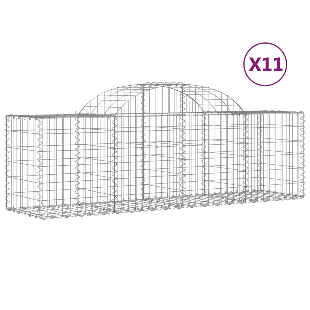 Gabionen mit Hochbogen 11 Stk. 200x50x60/80 cm Verzinktes Eisen