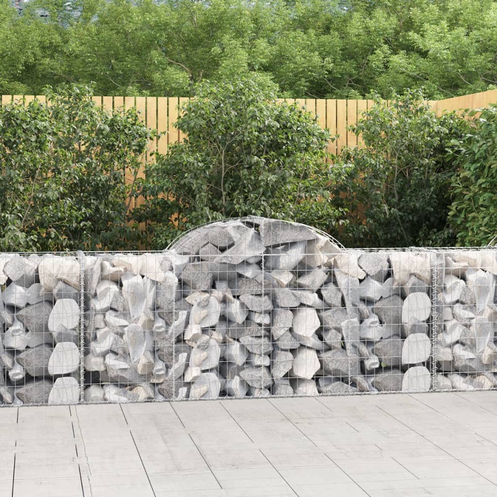 Gabionen mit Hochbogen 2 Stk. 200x50x80/100 cm Verzinktes Eisen