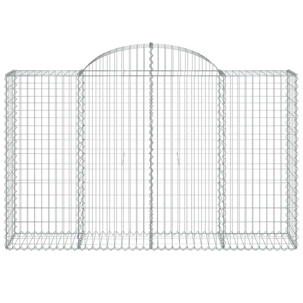 Gabionen mit Hochbogen 11Stk. 200x50x120/140cm Verzinktes Eisen