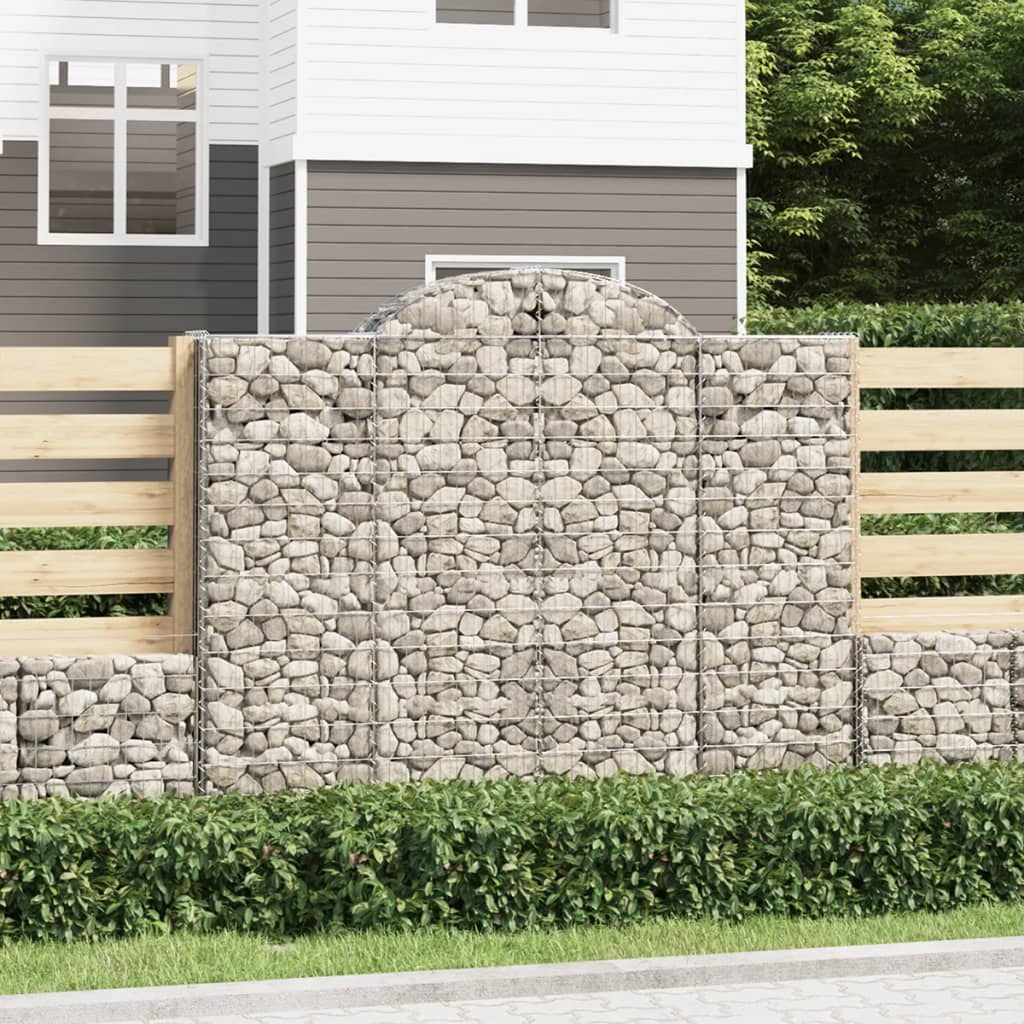Gabionen mit Hochbogen 2 Stk. 200x50x160/180cm Verzinktes Eisen