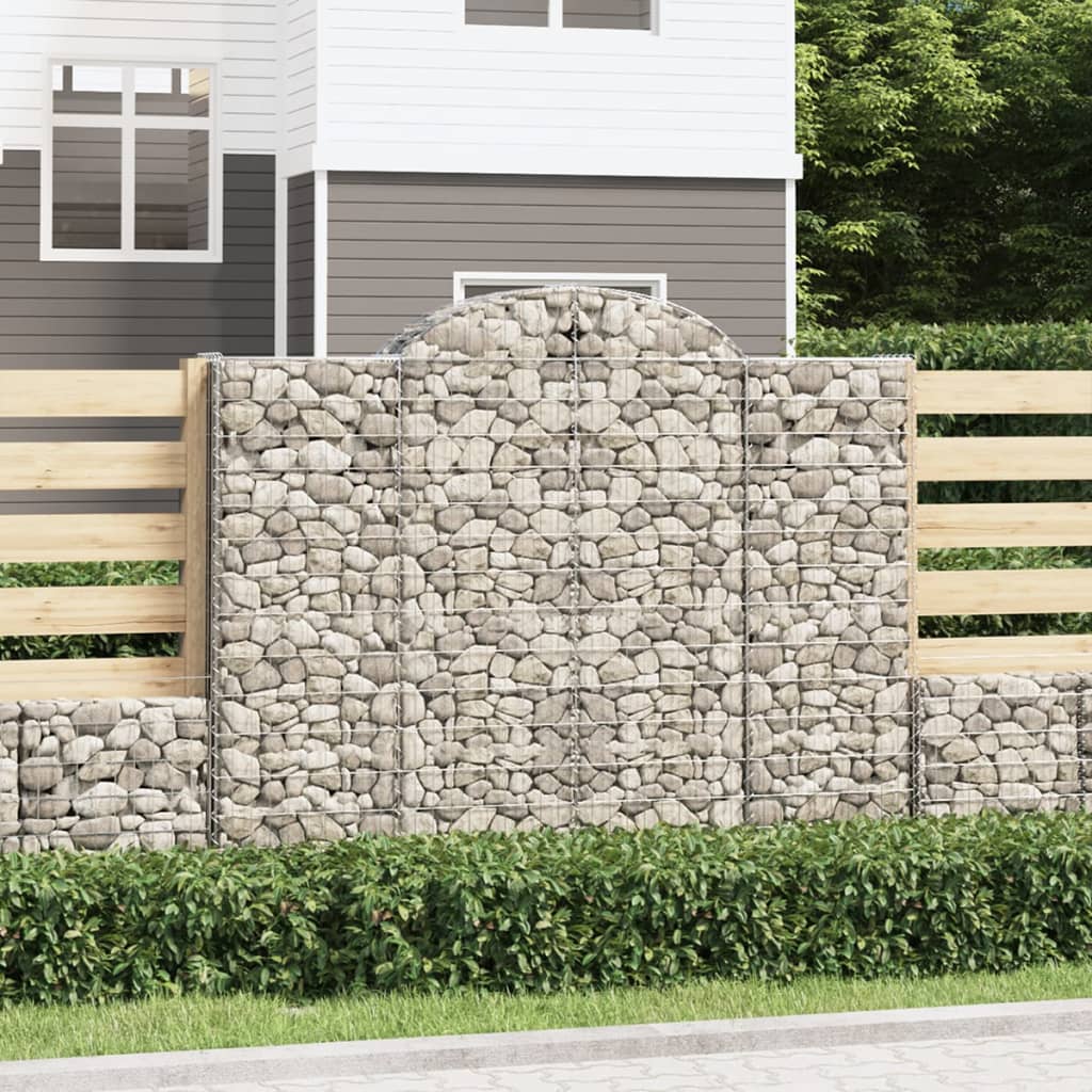 Gabionen mit Hochbogen 3 Stk. 200x50x160/180cm Verzinktes Eisen