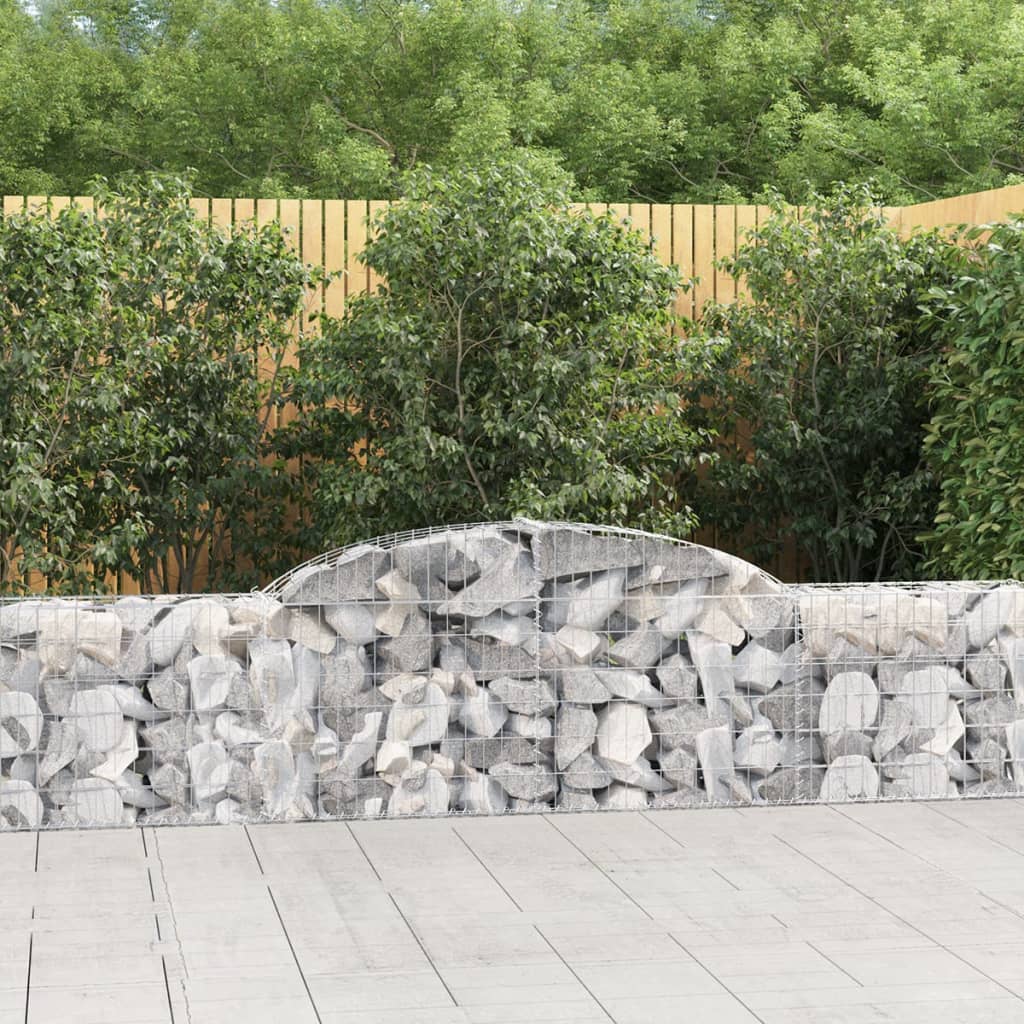 Gabionen mit Hochbogen 2 Stk. 300x30x60/80 cm Verzinktes Eisen