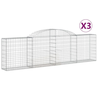 Gabionen mit Hochbogen 3 Stk. 300x30x80/100 cm Verzinktes Eisen