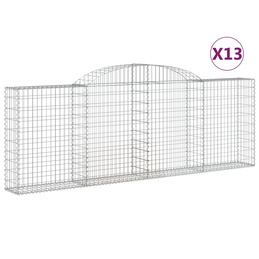 Gabionen mit Hochbogen 13 Stk 300x30x100/120cm Verzinktes Eisen