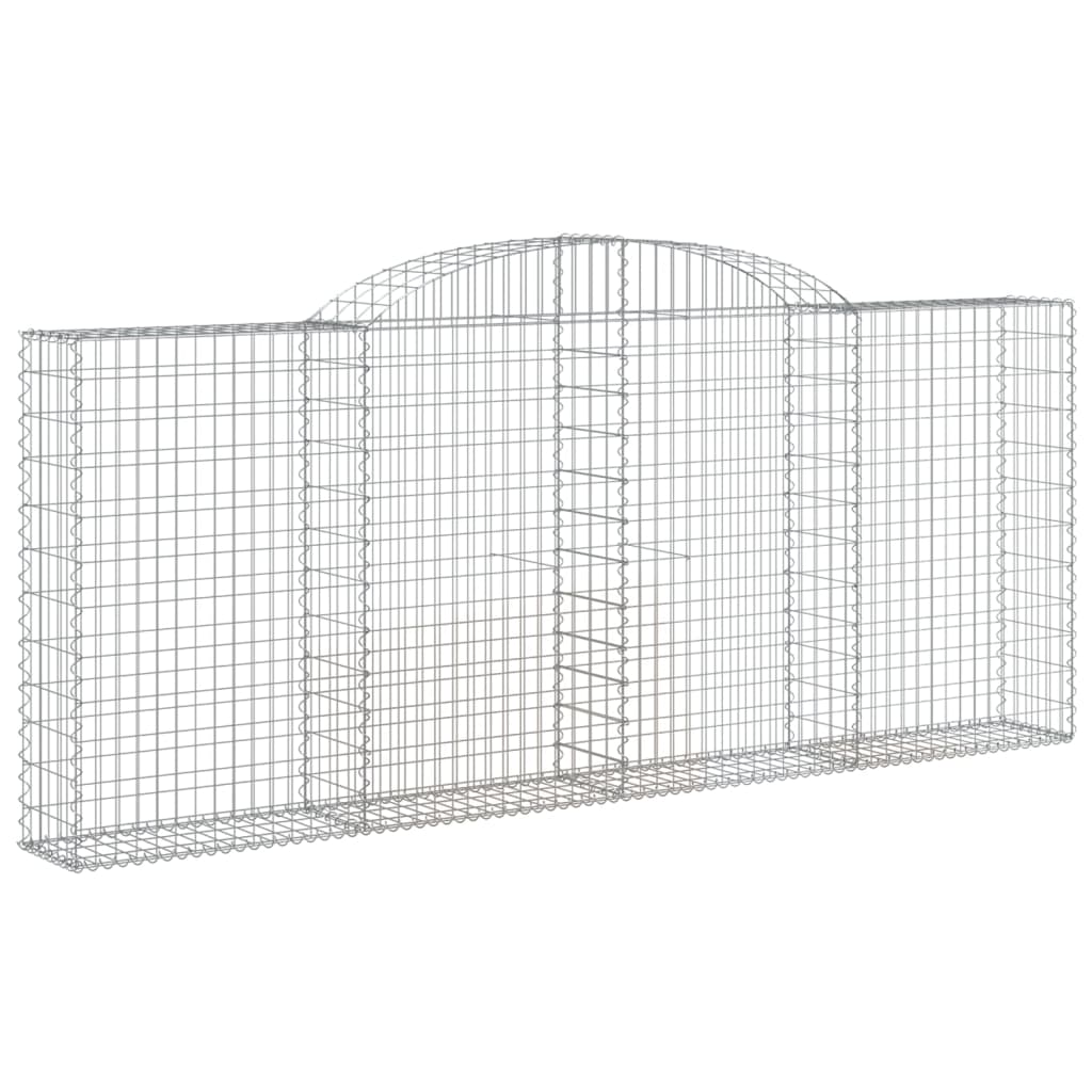 Gabionen mit Hochbogen 2 Stk. 300x30x120/140cm Verzinktes Eisen