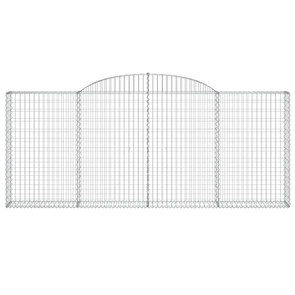 Gabionen mit Hochbogen 2 Stk. 300x30x120/140cm Verzinktes Eisen