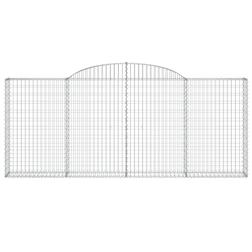 Gabionen mit Hochbogen 3 Stk. 300x30x120/140cm Verzinktes Eisen