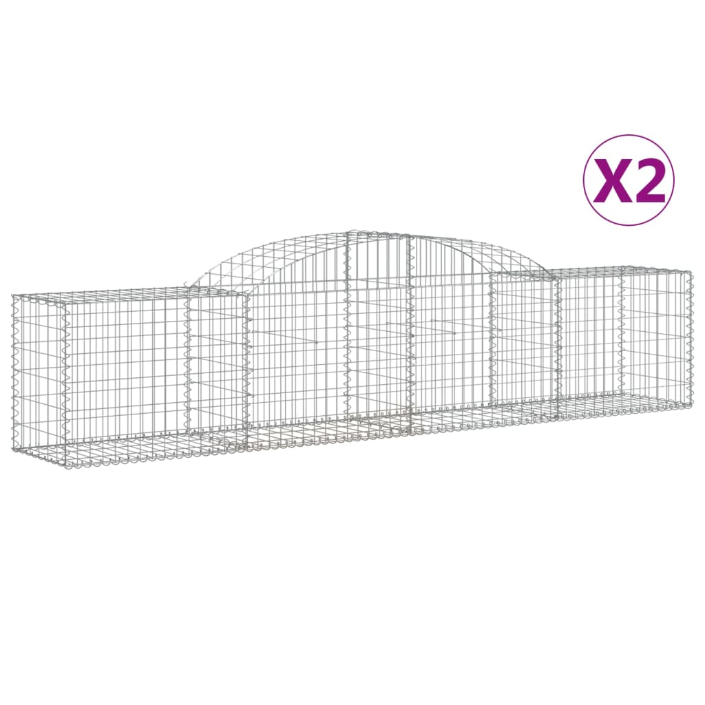 Gabionen mit Hochbogen 2 Stk. 300x50x60/80 cm Verzinktes Eisen