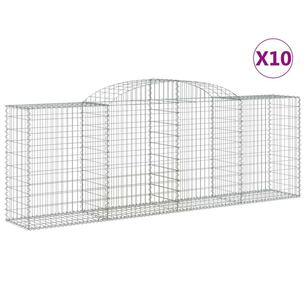 Gabionen mit Hochbogen 10 Stk 300x50x100/120cm Verzinktes Eisen