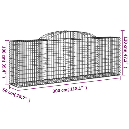 Gabionen mit Hochbogen 15 Stk 300x50x100/120cm Verzinktes Eisen