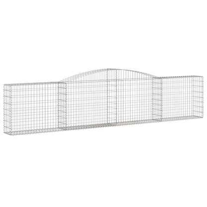 Gabionen mit Hochbogen 3 Stk. 400x30x80/100cm Verzinktes Eisen