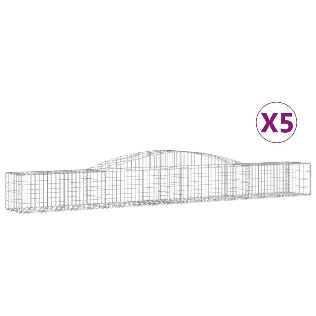 Gabionen mit Hochbogen 5 Stk. 400x50x40/60cm Verzinktes Eisen