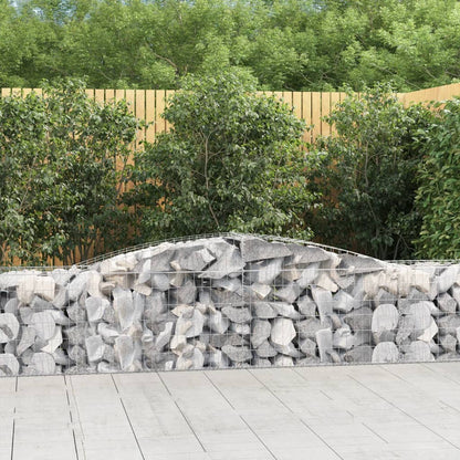 Gabionen mit Hochbogen 5 Stk. 400x50x60/80cm Verzinktes Eisen