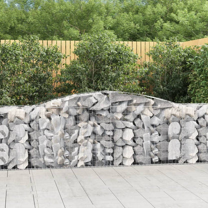 Gabionen mit Hochbogen 5 Stk. 400x50x80/100cm Verzinktes Eisen