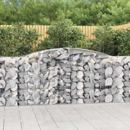 Gabionen mit Hochbogen 6 Stk. 400x50x100/120cm Verzinktes Eisen