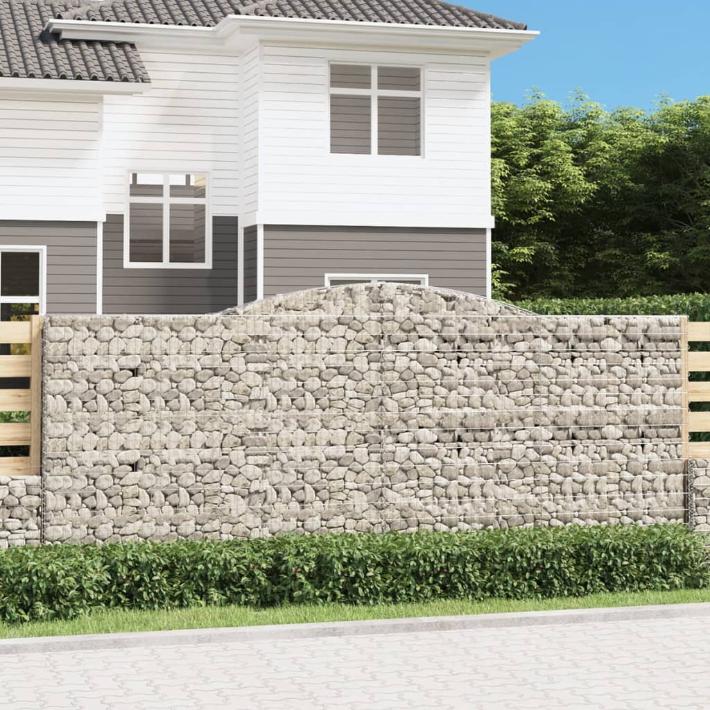 Gabionen mit Hochbogen 2 Stk. 400x50x160/180cm Verzinktes Eisen