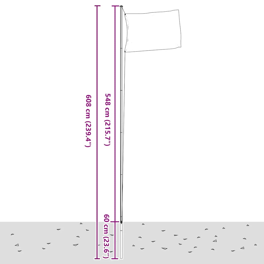 Niederländische Flagge mit Mast 6,08 m Aluminium