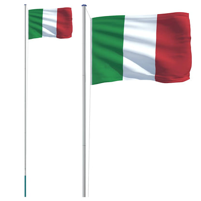 Flagge Italiens mit Mast 6,08 m Aluminium
