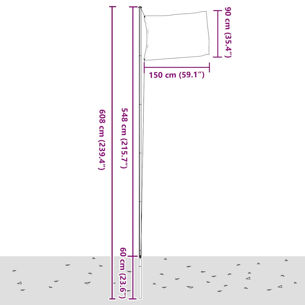 Flagge der Vereinigten Staaten mit Mast 6,08 m Aluminium