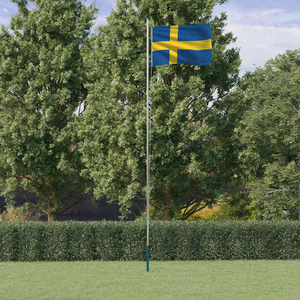 Flagge Schwedens mit Mast 6,08 m Aluminium