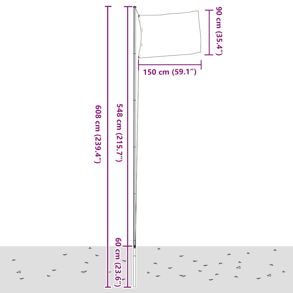 Flagge der Türkei mit Mast 6,08 m Aluminium