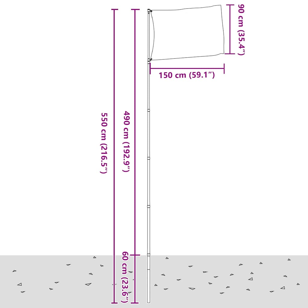 Flagge Dänemarks mit Mast 5,5 m Aluminium