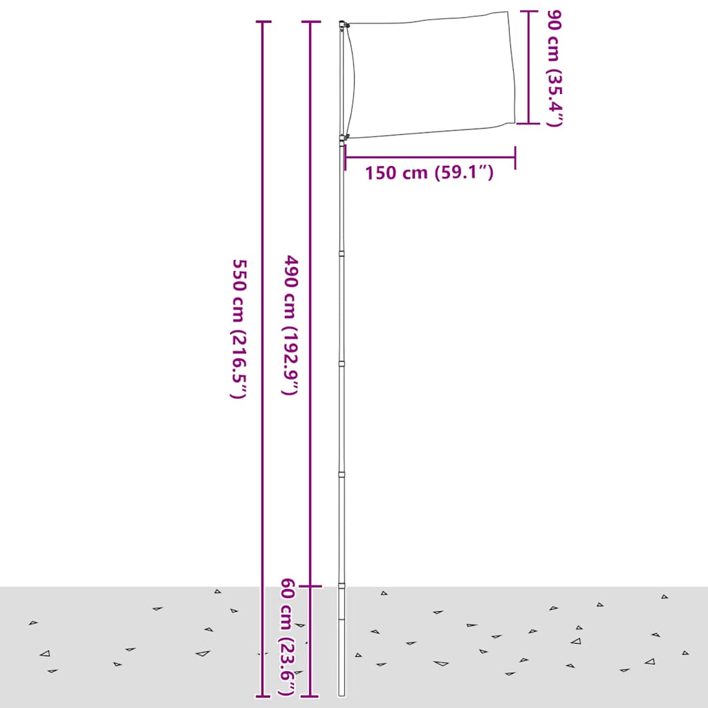 Flagge Kroatiens mit Mast 5,5 m Aluminium
