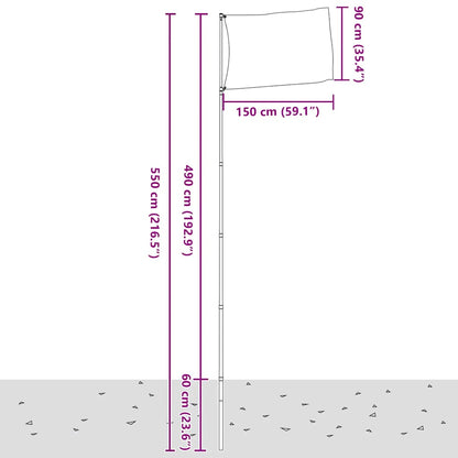 Flagge Portugals mit Mast 5,5 m Aluminium
