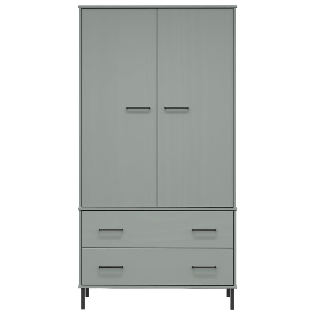 Wardrobe OSLO metal legs grey 90x55x172.5cm solid wood