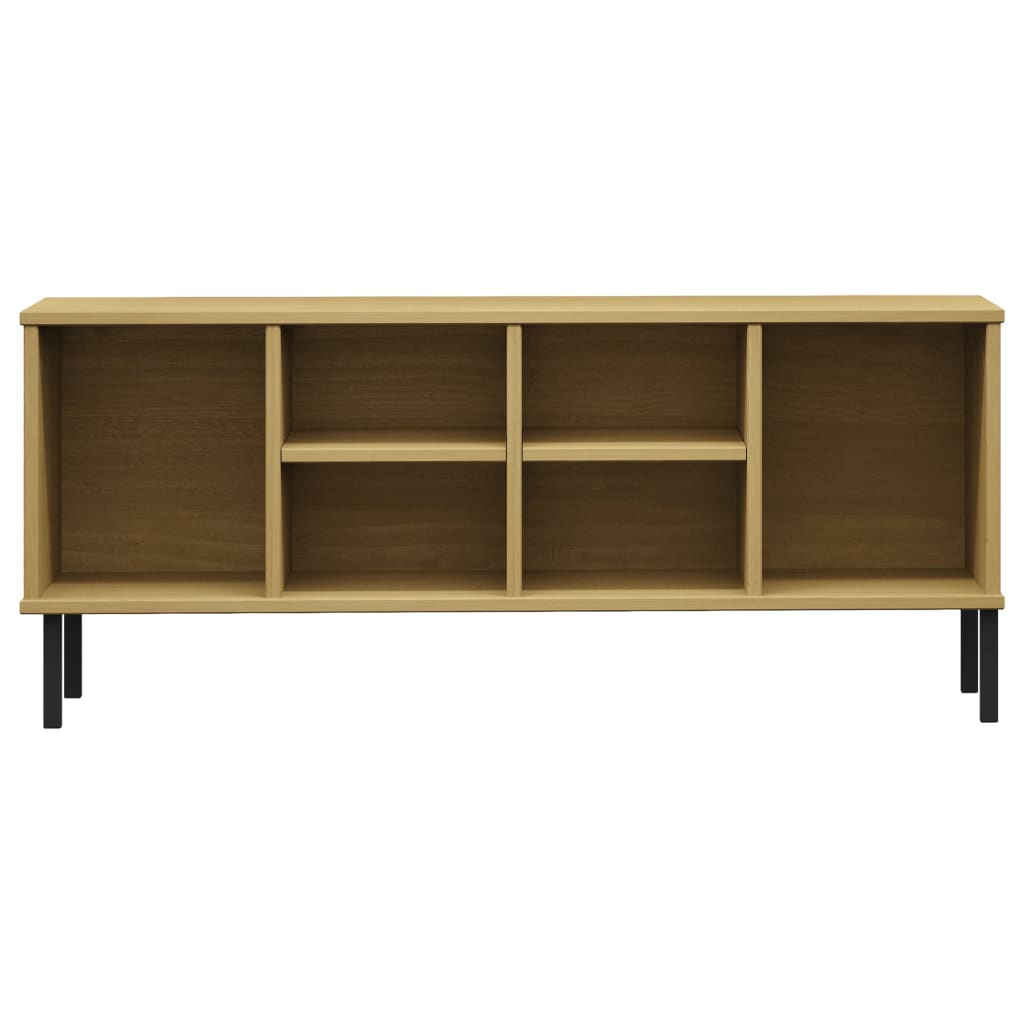 Shoe rack OSLO with metal legs brown 106x35x45 cm solid wood