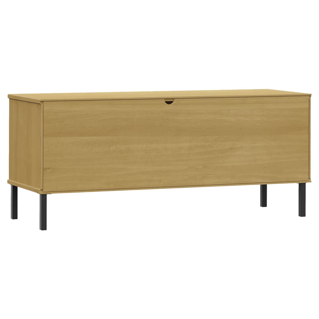 Shoe rack OSLO with metal legs brown 106x35x45 cm solid wood