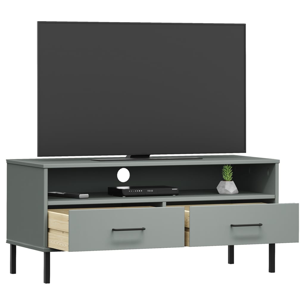 Meuble TV OSLO avec pieds en métal en pin massif gris