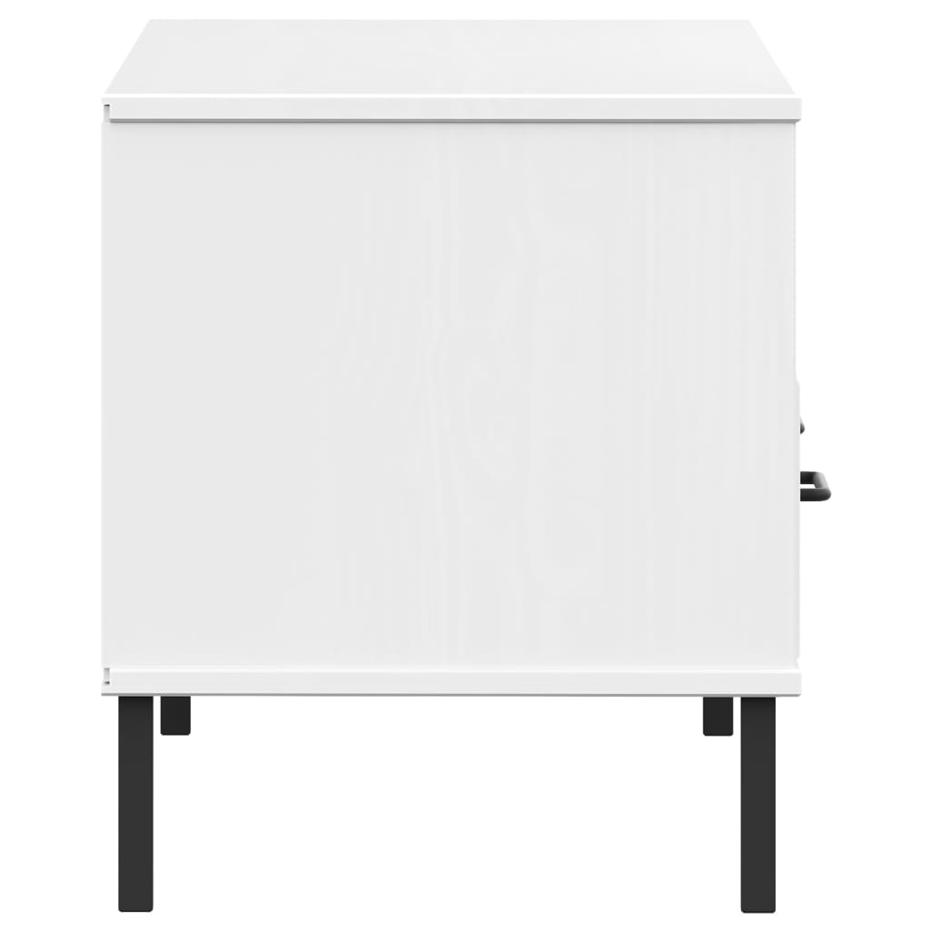 Meuble TV OSLO avec pieds en métal en pin massif blanc