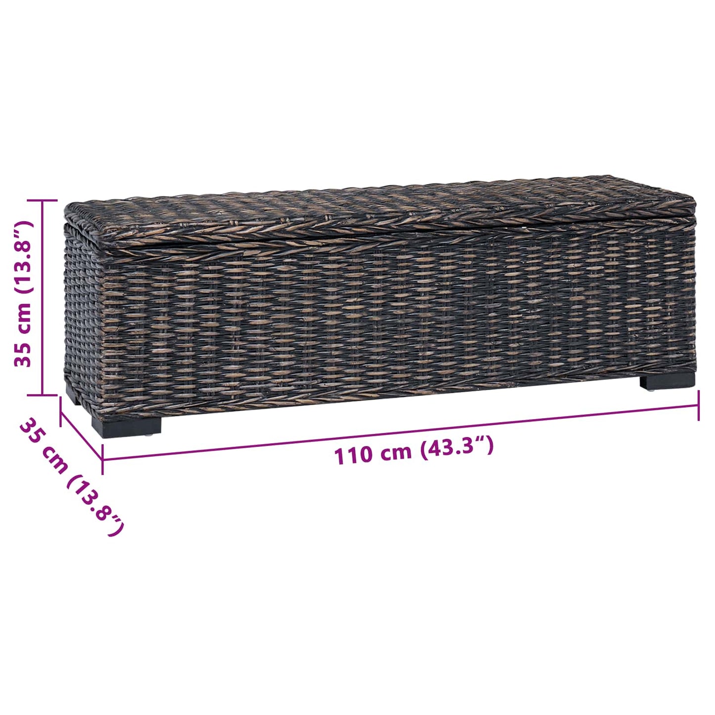 Aufbewahrungsbox mit Speicher Schwarz 110 x 35 x 45 cm
