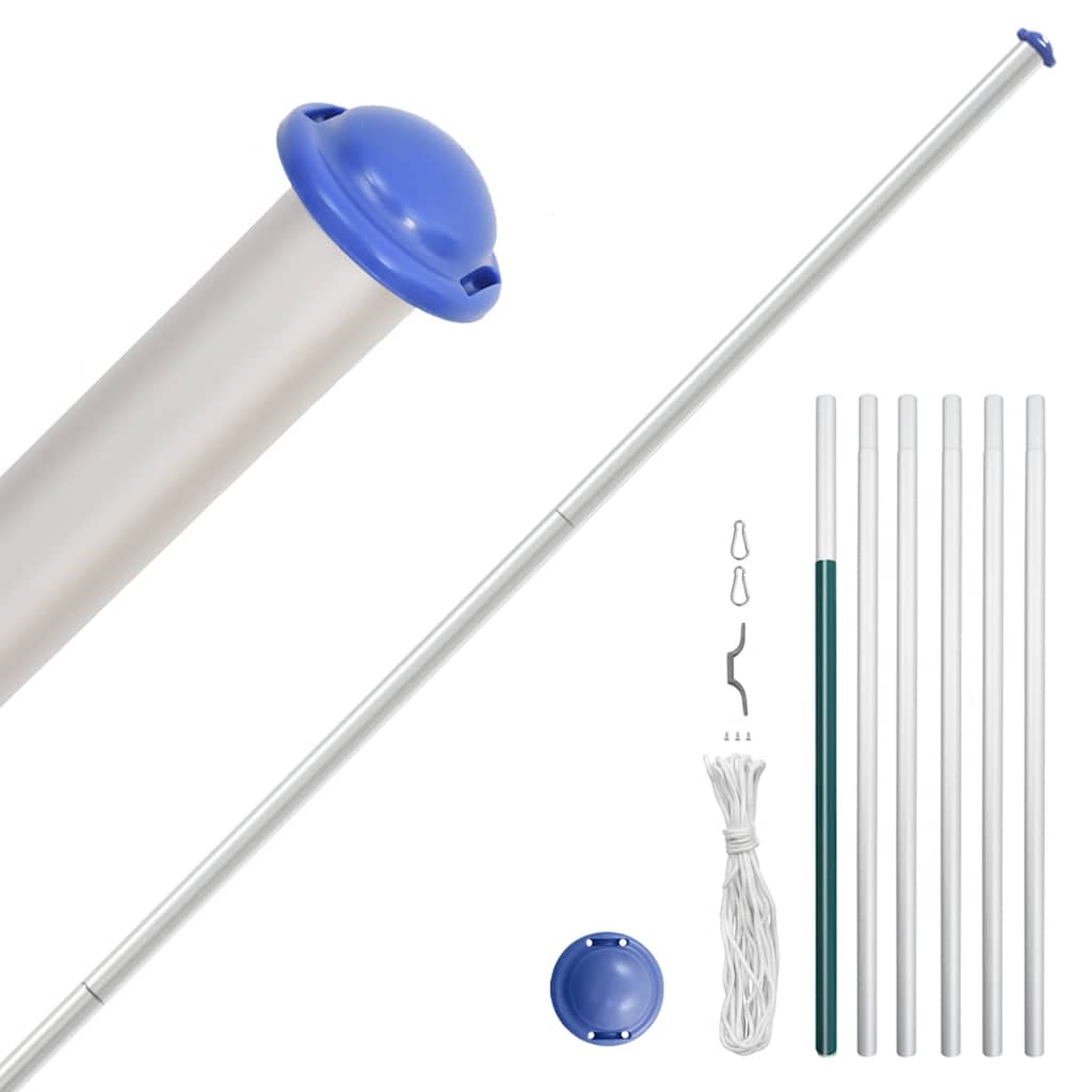 Fahnenmast Teilbar Silbern 6,08 m Aluminium