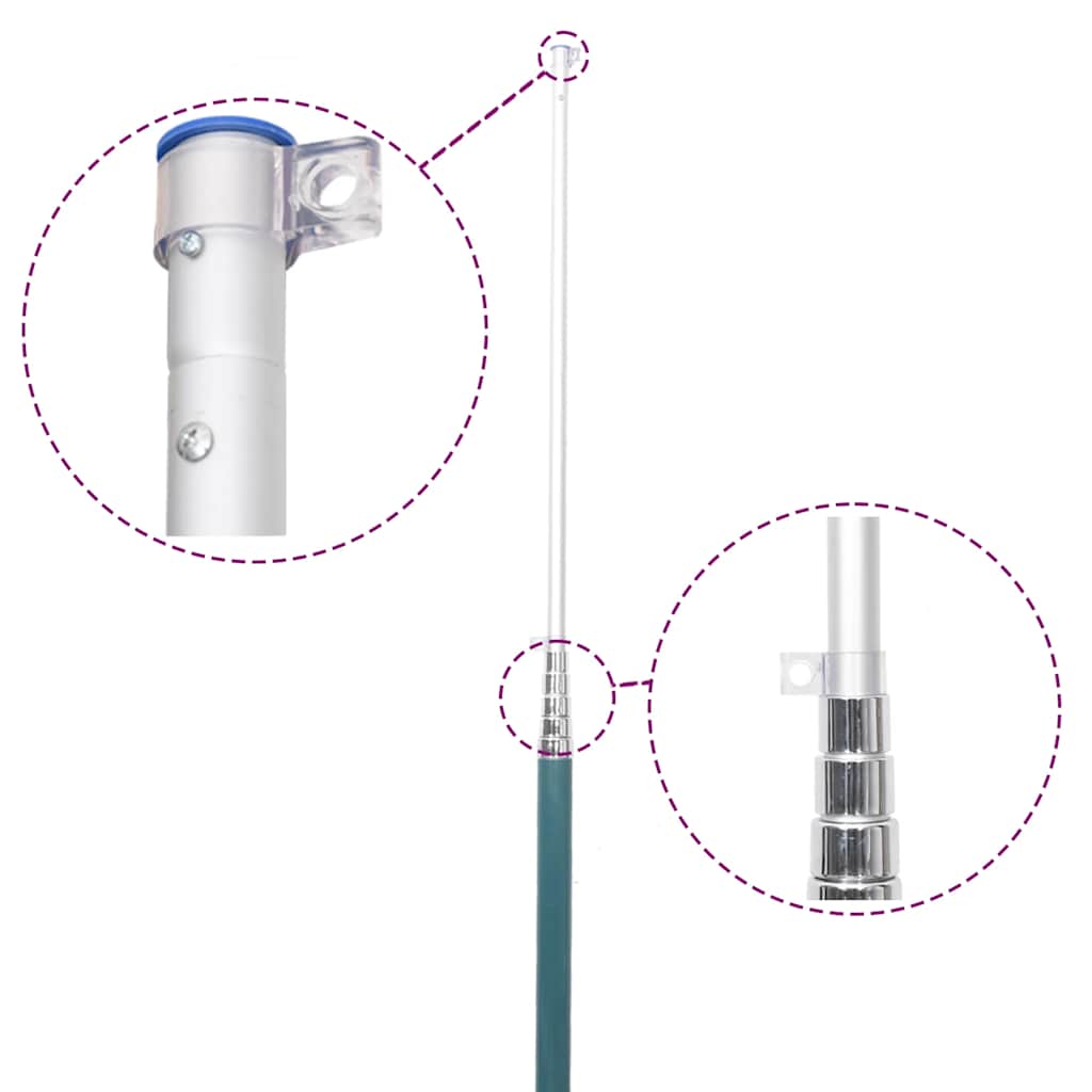 Teleskop-Fahnenmast Silbern 5,5 m Aluminium