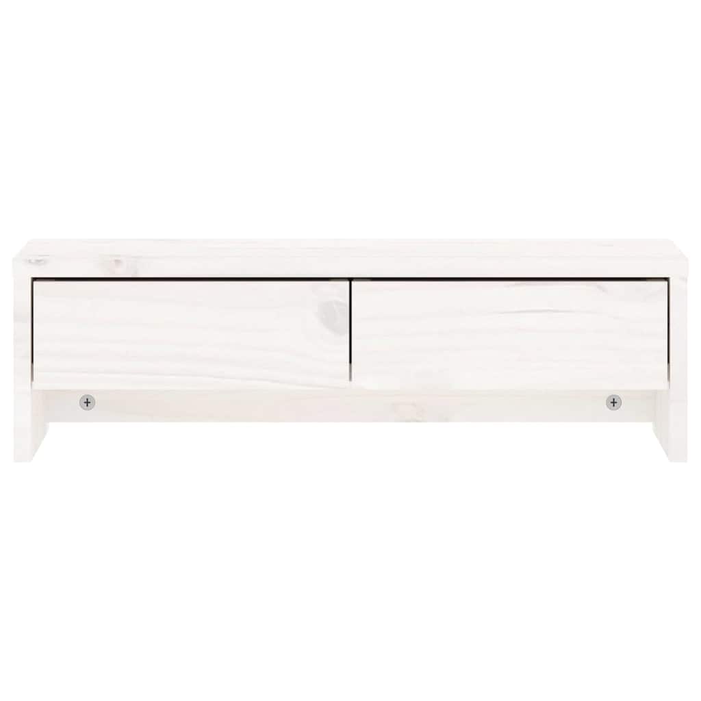 Monitorständer Weiß 50x27x15 cm Massivholz Kiefer