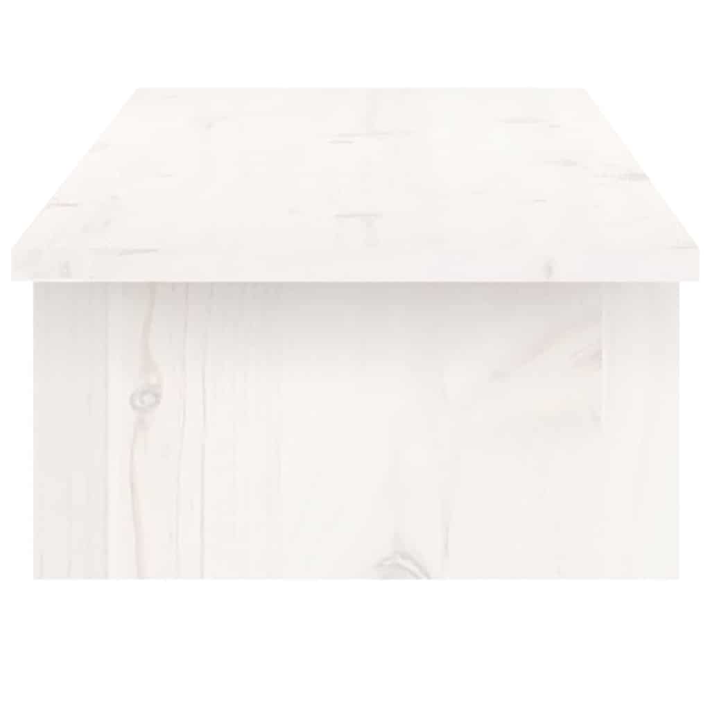 Monitorständer Weiß 100x27x15 cm Massivholz Kiefer