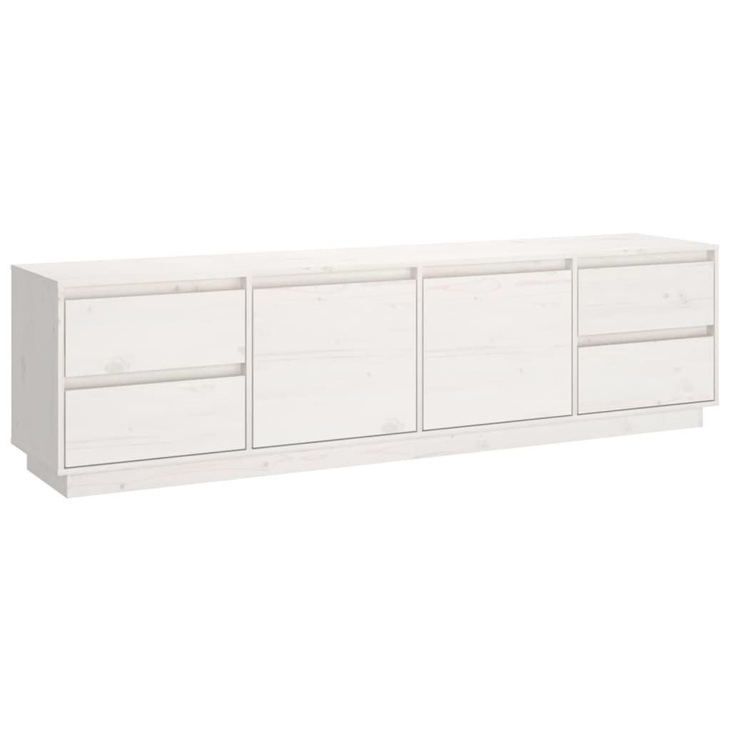 Meuble TV blanc 176x37x47,5 cm en bois de pin massif