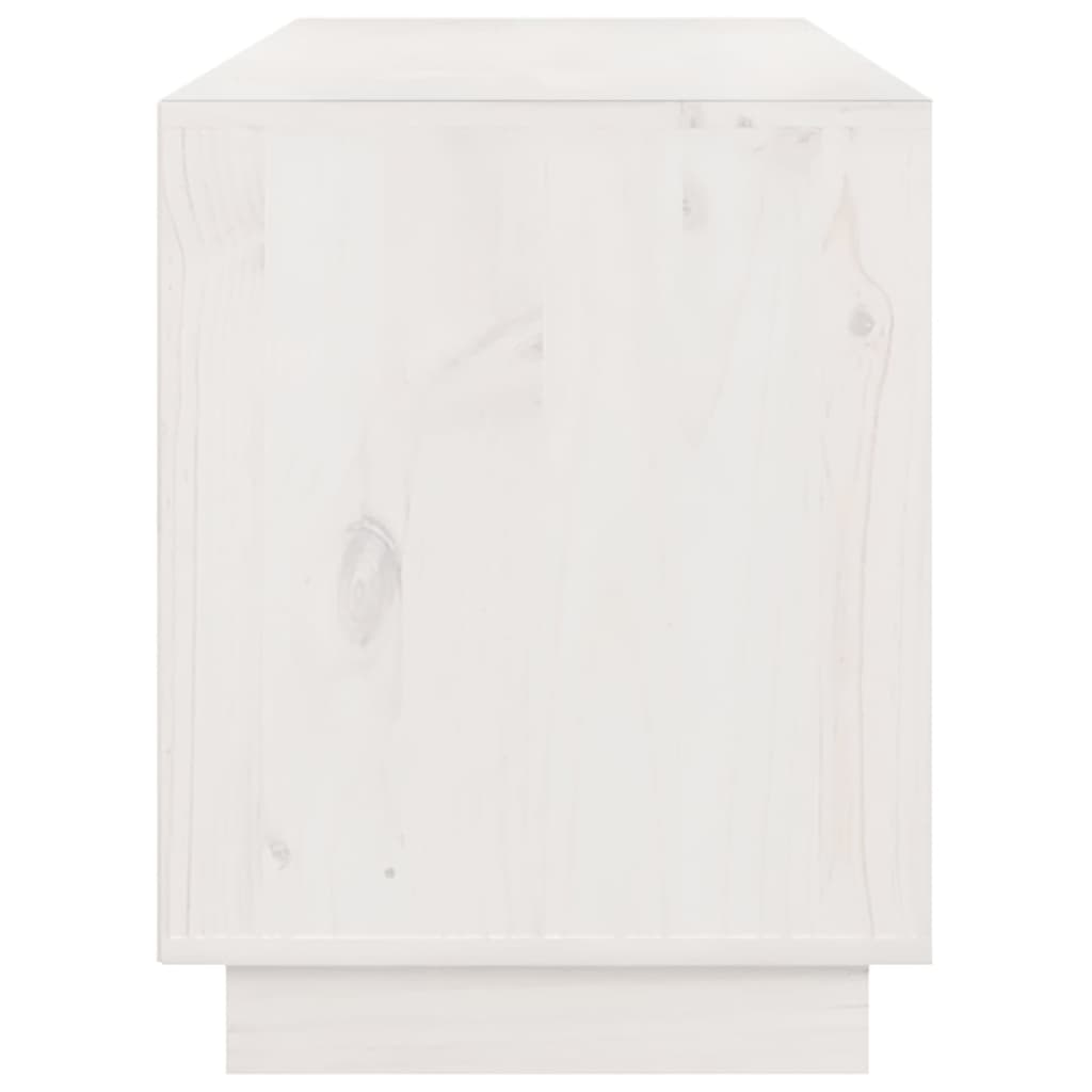 Meuble TV blanc 176x37x47,5 cm en bois de pin massif