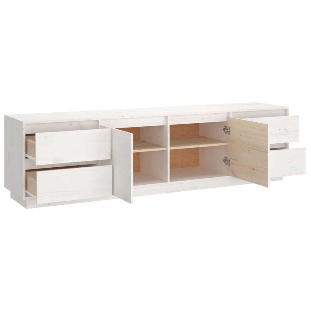 Meuble TV blanc 176x37x47,5 cm en bois de pin massif