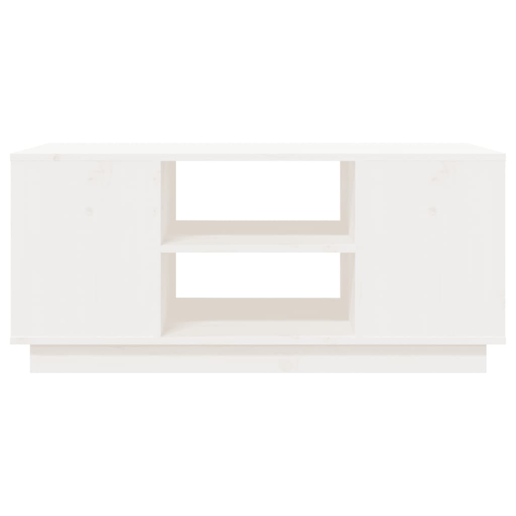 Table basse blanche 90x49x40,5 cm en bois de pin massif