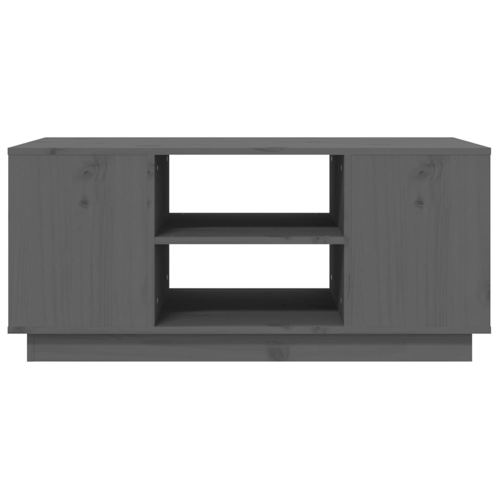 Table basse grise 90x49x40,5 cm en bois de pin massif