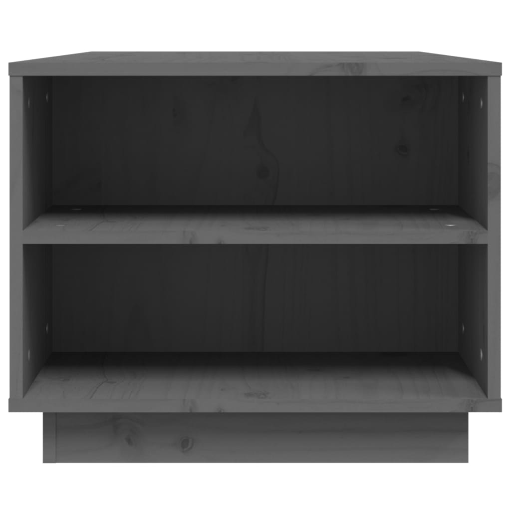 Table basse grise 90x49x40,5 cm en bois de pin massif