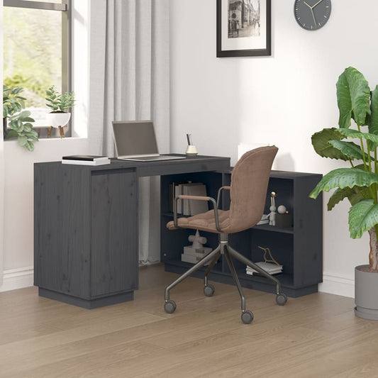 Bureau gris 110x50x75 cm en pin massif