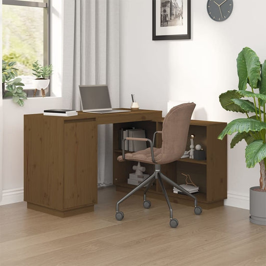 Bureau en pin massif marron miel 110x50x75 cm