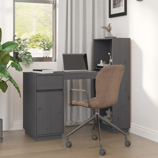 Bureau gris 110x53x117 cm en pin massif
