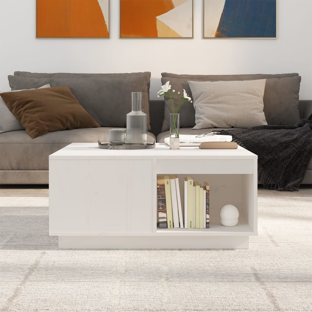 Couchtisch Weiß 80x81x36,5 cm Massivholz Kiefer